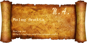 Meleg Anetta névjegykártya